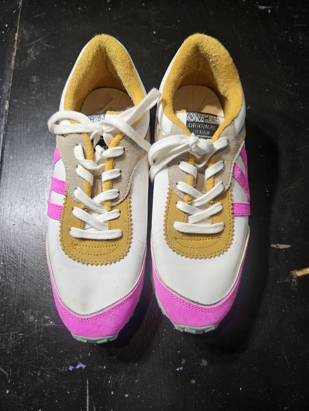 Vintage Havana White, Hot Pink & Mustard Low-Top Sneakers